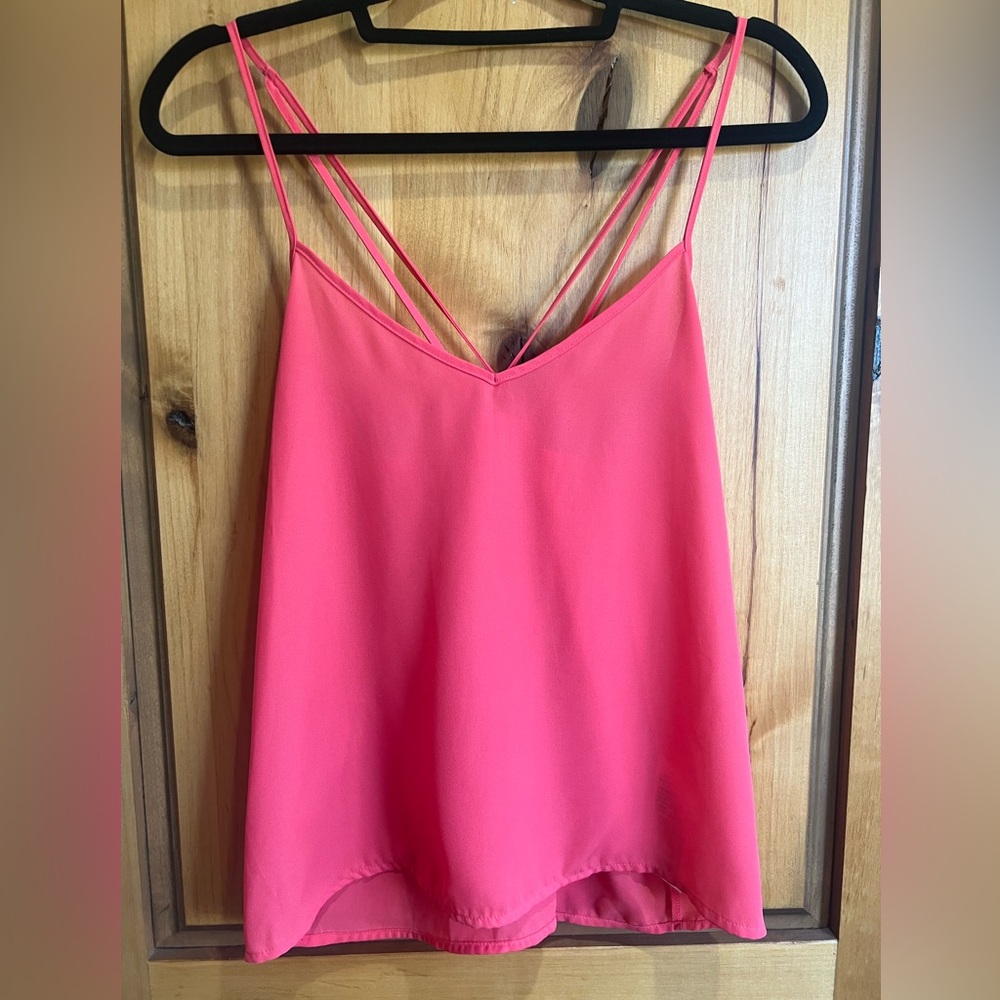 Women’s Hollister Coral/Peach Tank Top Size M Criss Cross Back